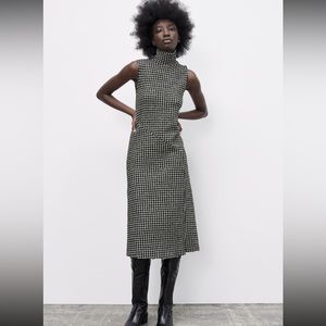 Zara boucle mock neck midi dress NWT L